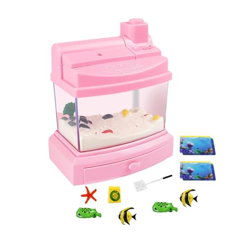 MagiDeal Pecera Artificial, decoración de pecera Falsa, Mini Acuario, pecera para niños para niñas y niños pequeños, Rosado