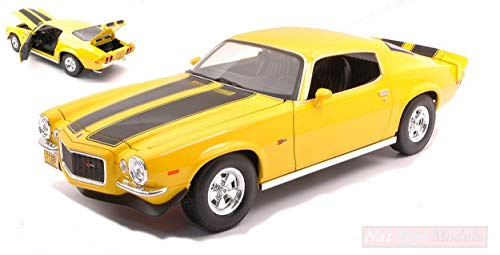 Maisto Modelo A Escala Compatible con Chevrolet Camaro Z28 1971 Yellow 1:18 MI31131Y