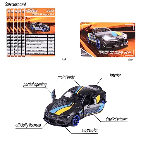 Majorette - Coches de carreras 1 de 18 vehículos de juguete (enviados al azar), diseño detallado, escala 1:64 (7,5 cm), con tarjeta de coleccionista, adecuado partir de 3 años (212084009)