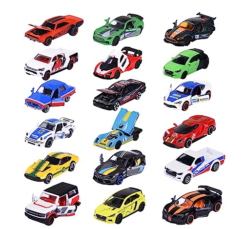 Majorette - Coches de carreras 1 de 18 vehículos de juguete (enviados al azar), diseño detallado, escala 1:64 (7,5 cm), con tarjeta de coleccionista, adecuado partir de 3 años (212084009)