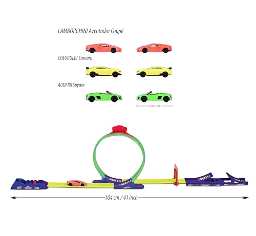 Majorette- MAJO Racing Loop + 3 VEH, Multicolor (212051027)