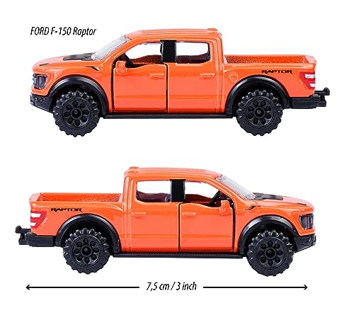 Majorette – Premium Cars – Ford F-150 Raptor (7,5 cm) con Tarjeta de colección, Rueda Libre, Piezas para Abrir y suspensión, Modelo pequeño para niños a Partir de 3 años