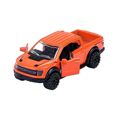 Majorette – Premium Cars – Ford F-150 Raptor (7,5 cm) con Tarjeta de colección, Rueda Libre, Piezas para Abrir y suspensión, Modelo pequeño para niños a Partir de 3 años