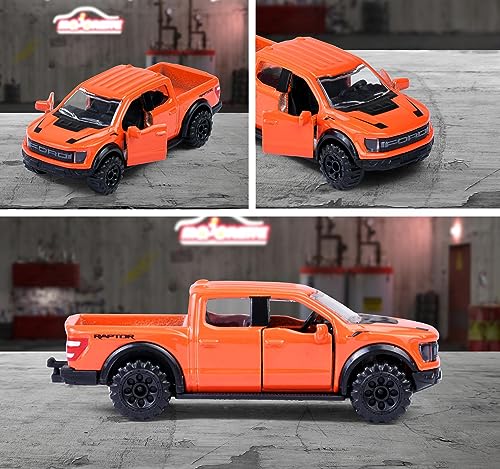 Majorette – Premium Cars – Ford F-150 Raptor (7,5 cm) con Tarjeta de colección, Rueda Libre, Piezas para Abrir y suspensión, Modelo pequeño para niños a Partir de 3 años