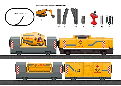 Märklin My World 29346 - Tren eléctrico de 48 cm con Mando a Distancia, Incluye Mezclador de hormigón y Excavadora para la construcción para Aficionados a Modelos de ferrocarriles a Partir de 3 años