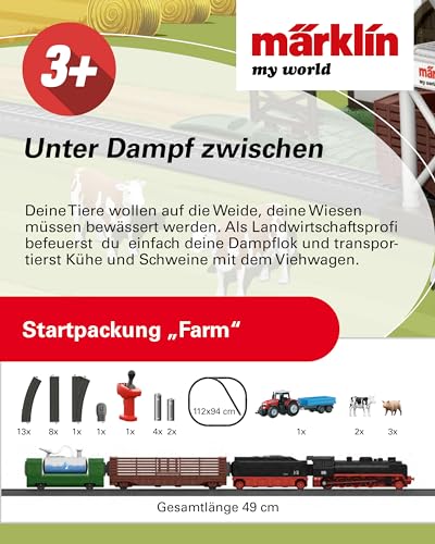 Märklin My World Farm 29344 - Locomotora eléctrica de Remolque (55 cm, con Vapor de Agua Real y Muchos Accesorios, para niños a Partir de 3 años)