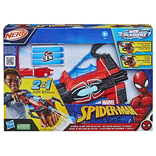 Marvel Spider-Man, Lanzador de Dardos y Agua, Juguetes de superhéroes, A Partir de 5 años, Lanzador Nerf Spider-Man, Lanza Agua