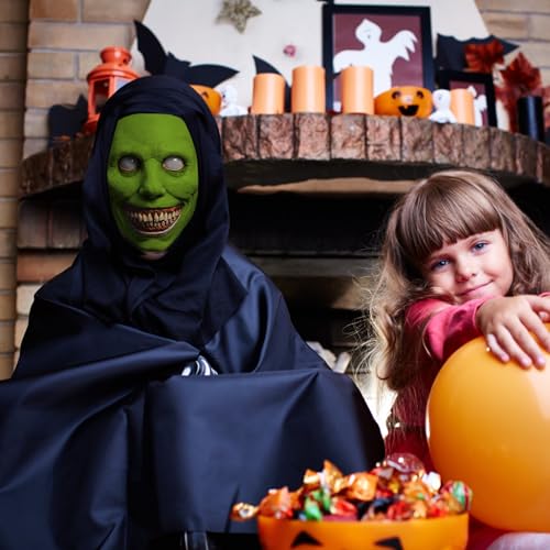 Máscara de Halloween de Terror, Máscara de Monstruo 22 * 18, Máscara de Diablo Sonriente, Máscara de látex de Goma Zombie, Máscara de látex de Terror para Niños Adultos, Cosplay de Halloween