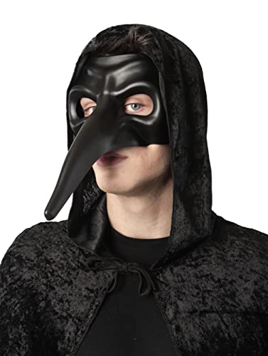 Máscara de Médico de la Peste para Disfraz Medieval Adulto, Mask con Pico Similar a un Pájaro para Halloween Carnaval y Fiestas Temáticas, Talla única (Negro)