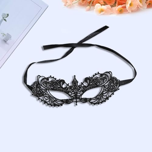 Máscara de ojos de encaje sexy con collar de pulsera, juego de máscara de Mardi Gras Mascarilla media máscara veneciana Máscara de bola fiesta disfraz de fantasía Accesorios Halloween Carnaval Cosplay