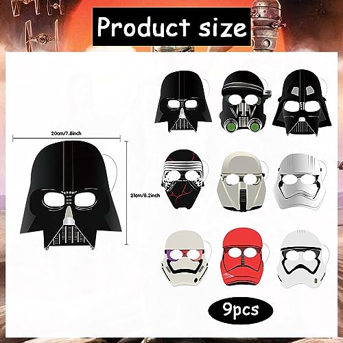 Máscaras de Star Wars 9pcs Máscaras Niños Fiesta, Máscaras de Fieltro, Caretas es con Cuerda Elástica para Cosplay Party para Cumpleaños Fiestas Niños