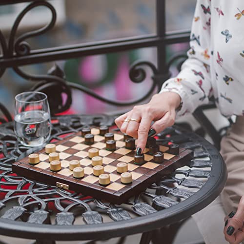 Master of Chess - Juego de corrientes de aire de viaje, 64 cuadrados, tablero de ajedrez plegable de 25 cm, damas de madera hechas a mano, juego de mesa para niños y adultos