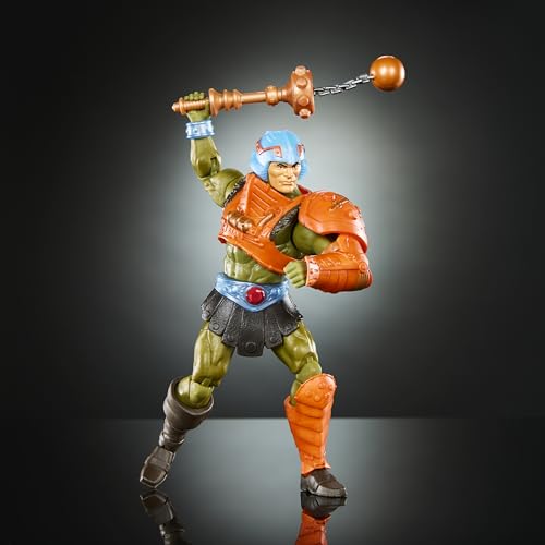 Masters of the Universe Masterverse New Eternia Man-At-Arms Figura de acción, 30 articulaciones, cabeza intercambiable, manos y maza, juguete MOTU