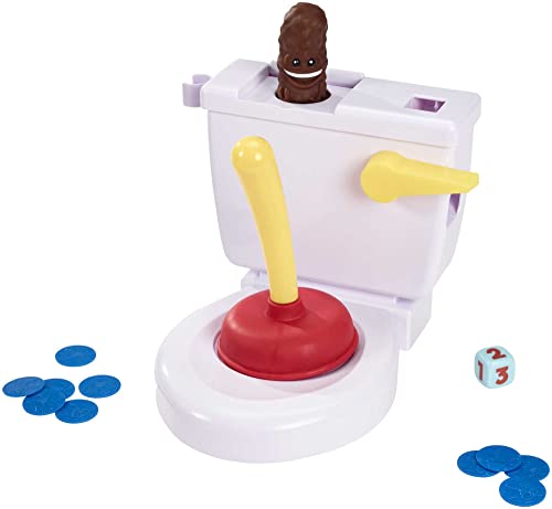 Mattel Games Baño Boom, ¡Atrapa la Caca!, Juego de Mesa Infantil (Mattel FWW30) & Plumas Voladoras Juego de Mesa para niños +5 años (Mattel GVK24)