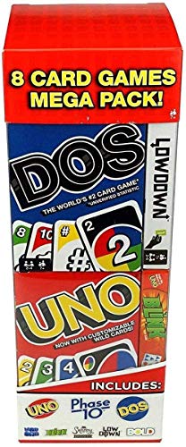 Mattel Juegos de 8 juegos de cartas Mega Pack - Uno, Fase 10, DOS, Mad Gab, etc