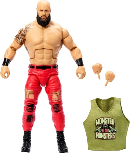 Mattel WWE Elite Figura de acción y accesorios, 6 pulgadas coleccionable Braun Strowman con 25 puntos de articulación, aspecto realista y manos intercambiables