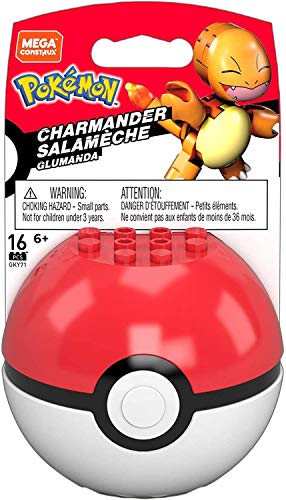 Mega Construx Pokémon Pokebola Charmander (Mattel GFC88), Desde 6 años, 16 piezas