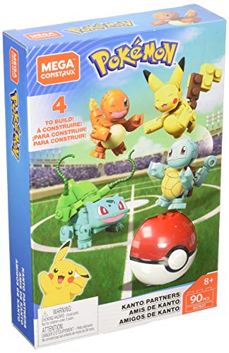 Mega Pokemon Kanto Partners, Incluye Bulbasaur, Charmander, Squirtle y Pikachu , juego de bloques de construcción, GCN21