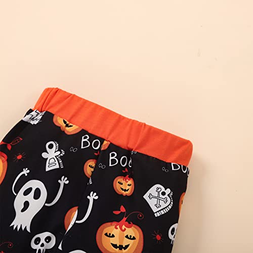 MeiLyviba Disfraz de Halloween para niños, juego de calabaza para fiesta de la cosecha, disfraz de fantasma, unisex, ropa divertida, juego de papelería, pelele para bebé, mono + sombrero, cómic,