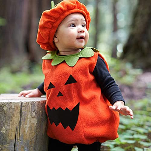 MeiLyviba Disfraz de Halloween para niños, unisex, divertido, disfraz de fantasma, traje de rayas estampadas, mono + sombrero, cómic, fiesta de cosecha, juego de calabaza, papelería, pelele para niña,