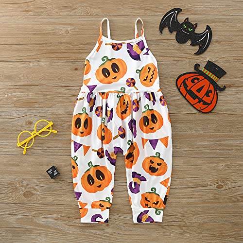 MeiLyviba Disfraz de Halloween para niños y niñas, disfraz de fantasma espeluznante, juego de calabaza, unisex, ropa divertida, juego de papelería, pelele para bebé, mono + sombrero, cómic, chicos,