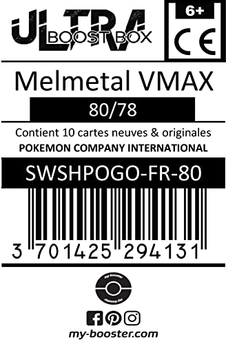 Melmetal VMAX 80/78 Arcoíris Secreta - Ultraboost X Epée et Bouclier 10.5 Pokémon GO - Box de 10 Cartas Pokémon Francés