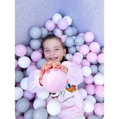 MEOWBABY 50 ∅ 7Cm Bolas Certificadas para Niños Bolas de Baño de Colores Bolas de Plástico para Niños Piscina Fabricadas en EU Burdeos