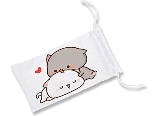 MERCHANDMANIA 1 Funda Bolsa Multiusos Dibujo Gatitos Gatos minisos mininos Mascotas Gafas Dados rol Personalizada Color.