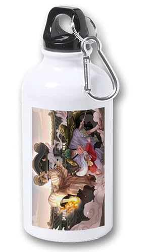 MERCHANDMANIA BIDON 400ML METALICO Sanji y Zoro, pelea, Wano, piratas, mugiwara, samurais para viaje y deporte.