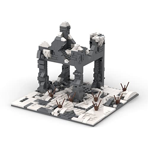 MERK Tecnología WW2 Ruinas Modelo Bloques de Construcción Casa, 456 Piezas Militar Battle Ruinas Escena Invierno Guerra Salvaje Trench Bloques de Construcción para Soldados Policía Swat Team