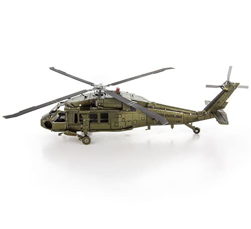 Metal Earth Puzzle 3D Helicóptero UH-60 Black Hawk. Rompecabezas de Metal de Aviación. Maquetas para Construir para Adultos Nivel Desafiante de 12.7 x 11.43 x 3.81 Cms