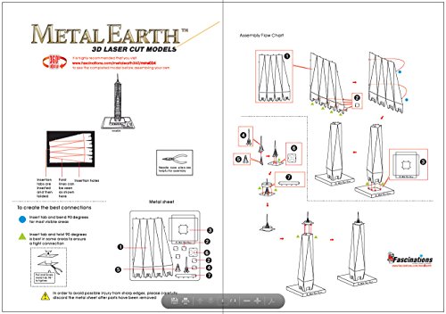 Metal Earth Puzzle 3D One World Trade Center. Rompecabezas de Metal de Arquitectura. Maquetas para Construir para Adultos Nivel Principiante de 3.6 x 3.6 x 10 Cms