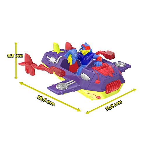 METAZELLS Imc toys Collector Plane Morado + Figura Personaje Coortis S1 + 1 Carta, Vehículo que Despliega los Brazos, Juguete Regalo para Niños y Niñas +3 Años