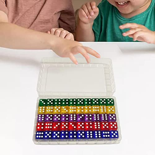 Milageto 50 Unids 16mm Juego de Dados de 6 Caras Juego Estándar Dados Niños para Juegos de Mesa Juegos de Dados Juegos de Matemáticas para Aula con Caja de