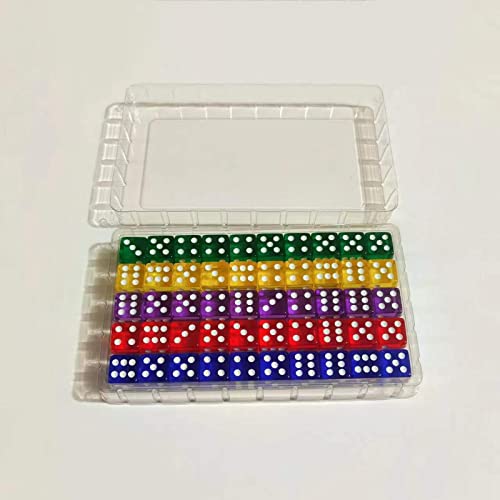 Milageto 50 Unids 16mm Juego de Dados de 6 Caras Juego Estándar Dados Niños para Juegos de Mesa Juegos de Dados Juegos de Matemáticas para Aula con Caja de