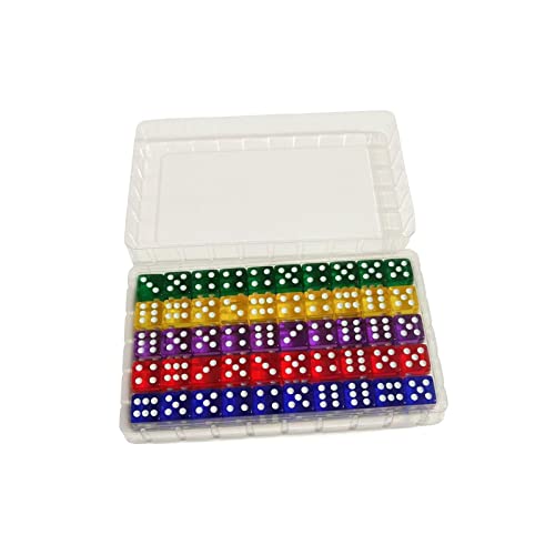 Milageto 50 Unids 16mm Juego de Dados de 6 Caras Juego Estándar Dados Niños para Juegos de Mesa Juegos de Dados Juegos de Matemáticas para Aula con Caja de