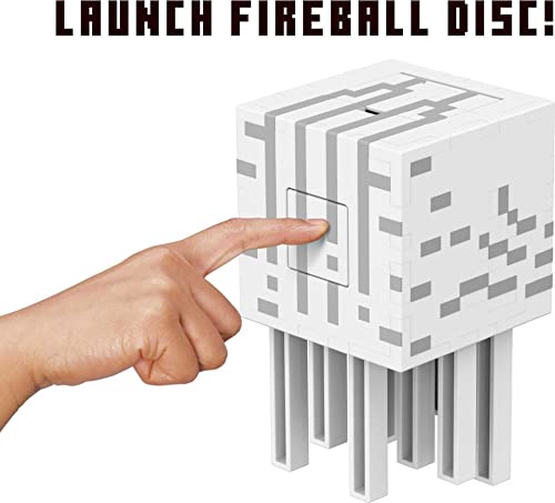 Minecraft Fireball Ghast Figure - Shooting Action & Changing Expressions - 10 Fireball Discs - Based on Video Game - Collectible - Gift for Kids 6+ - HDV46