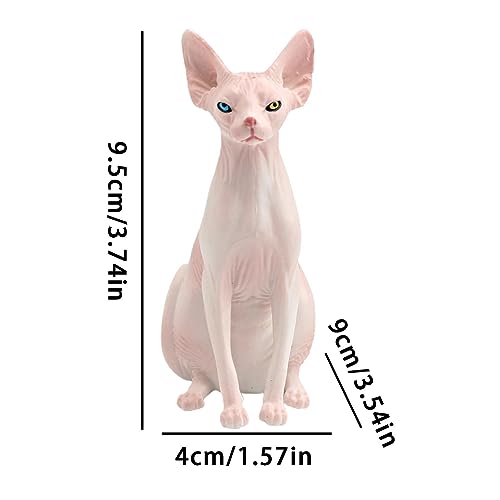 Mini figura de gato esfinge, Sphinx Cat Animals Figure Toys High Simulation Vivid Hairless Cat Toy, Modelo de gato sin pelo en miniatura de simulación de 3,74*3,54*1,57 pulgadas para oficinas Tadalu