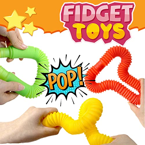 Mini Juguetes Sensoriales de Tubos Pop,24 Pieza Juguetes Sensoriales de Tubo,Juguetes Fidget,Juguetes Sensoriales de Tubo Elástico Multicolor Juguetes para Aliviar el estrés y la Ansiedad…