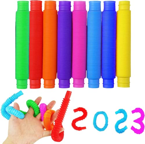 Mini Juguetes Sensoriales de Tubos Pop,24 Pieza Juguetes Sensoriales de Tubo,Juguetes Fidget,Juguetes Sensoriales de Tubo Elástico Multicolor Juguetes para Aliviar el estrés y la Ansiedad…