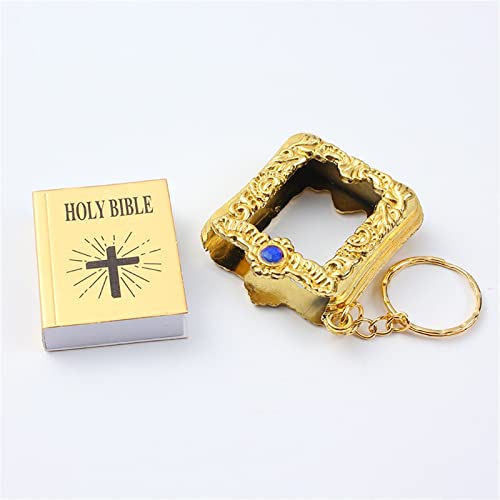 Mini llavero de regalo creativo con colgante ahuecado de personalidad que tiene contenido que se puede voltear a través de la versión en inglés del libro pequeño Alfiler Separar Anillo (Gold, A)