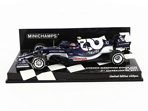 Minichamps 417210710 1:43 Scuderia Alphatauri Honda AT2-Pierre Gasly-3rd Azerbaiyán GP 2021 Coche en Miniatura Coleccionable, Multicolor