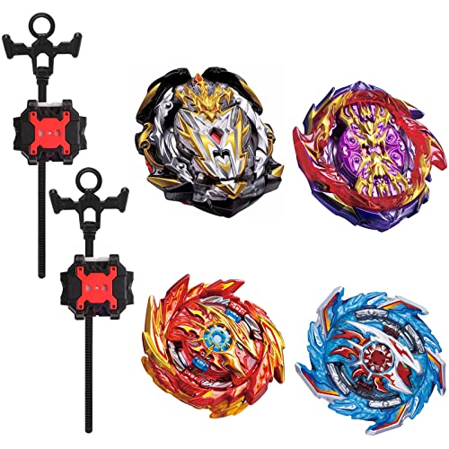 MINISOISO Beyblade Peonzas with Launcher Asas, de Batalla Burst Gyro Set, Juguetes Clásicos Regalo para Niños Adultos, Beyblade B-160 B-153 B-159 B-157, 4 Beyblade, 2 Transmisor