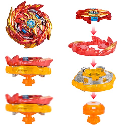 MINISOISO Beyblade Peonzas with Launcher Asas, de Batalla Burst Gyro Set, Juguetes Clásicos Regalo para Niños Adultos, Beyblade B-160 B-153 B-159 B-157, 4 Beyblade, 2 Transmisor