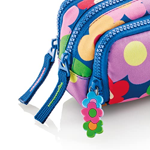 Miquelrius - Estuche Portatodo Mini, Tamaño 205 x 50 x 50 mm, Cierre Cremallera, Tirador Metálico con Detalle de Flores, Agatha Ruiz de la Prada, Colección Flower