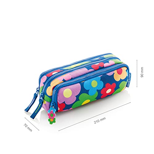 Miquelrius - Estuche Portatodo Mini, Tamaño 205 x 50 x 50 mm, Cierre Cremallera, Tirador Metálico con Detalle de Flores, Agatha Ruiz de la Prada, Colección Flower