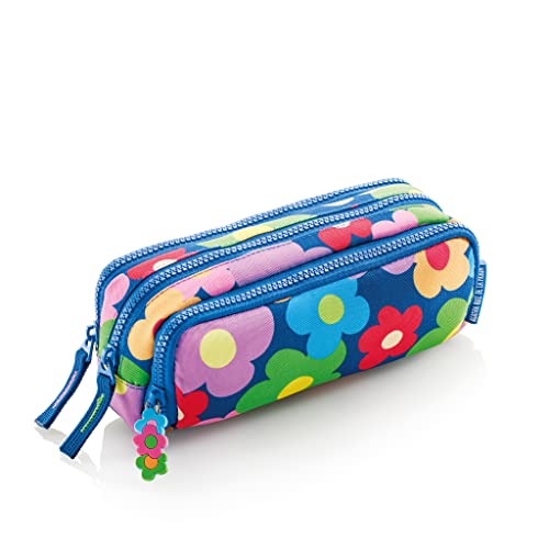 Miquelrius - Estuche Portatodo Mini, Tamaño 205 x 50 x 50 mm, Cierre Cremallera, Tirador Metálico con Detalle de Flores, Agatha Ruiz de la Prada, Colección Flower