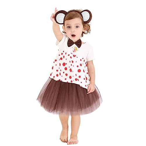 MIVAIUN 4 Piezas Disfraz de mono Animal Disfraz Conjunto Cola Pajarita Diadema Tutu Falda Conjunto para Adultos Niños Vestir Halloween Escenario Rendimiento Carnaval Cosplay Fiesta