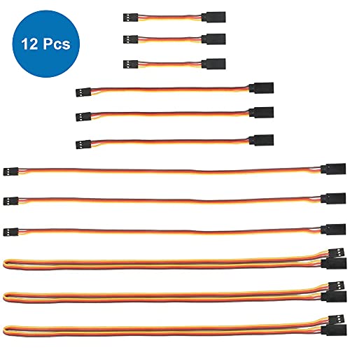 MMOBIEL 12 cables de extensión de servo RC de 3 pines hembra - macho para placa de control de conexión de extensión de servo dron RC, coche, robot, etc. (4 tamaños)