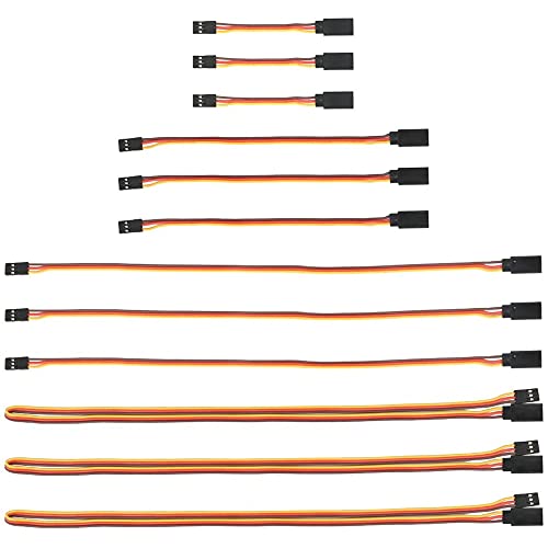 MMOBIEL 12 cables de extensión de servo RC de 3 pines hembra - macho para placa de control de conexión de extensión de servo dron RC, coche, robot, etc. (4 tamaños)